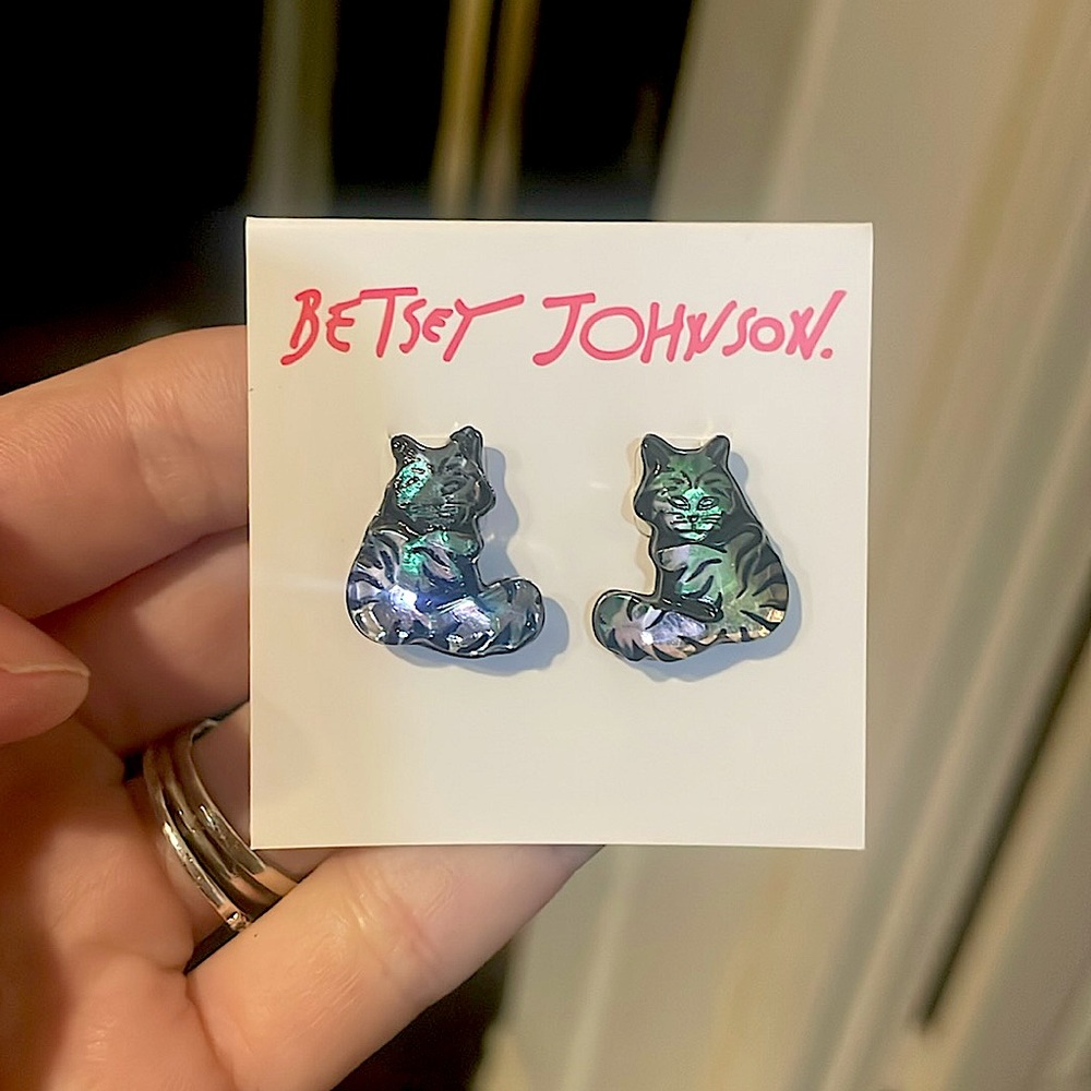 Iridescent Cat Earrings
